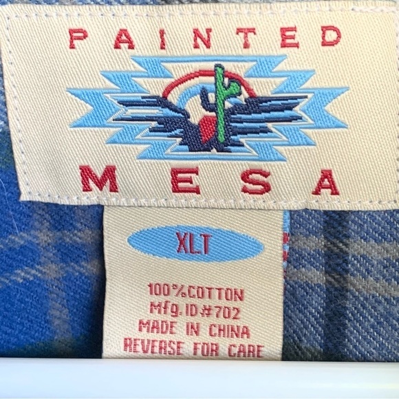 Painted Mesa Men’s Western Aztec Plaid Button Front Shirts Size XL - Picture 4 of 6